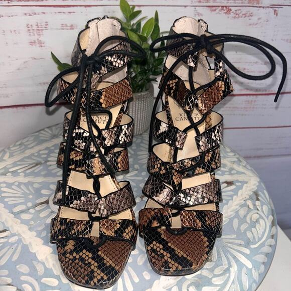 New | Vince Camuto Faux Snakeskin Lace Up Heels | Women’s US SIZE 6 - Picture 2 of 6